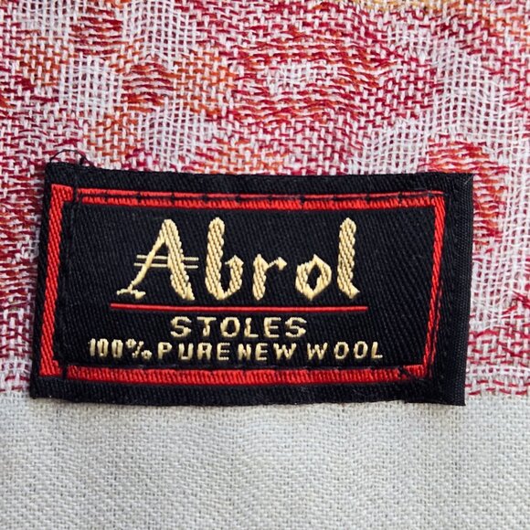 NWOT Wool Scarf Jacquard Embroidered Pink Red Flowers Abrol - Picture 12 of 12